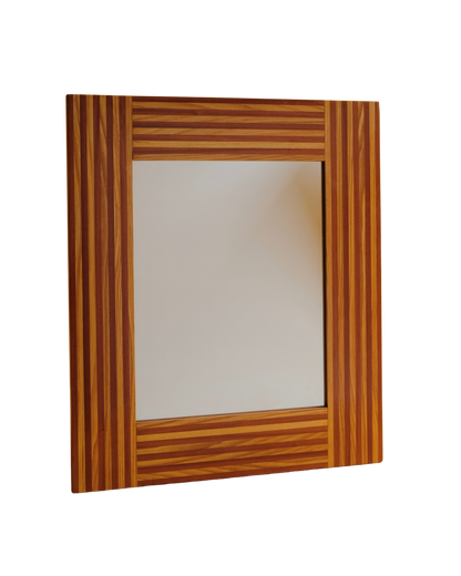 PAIR OF LINED TIMBER PATTERN MIRRORS