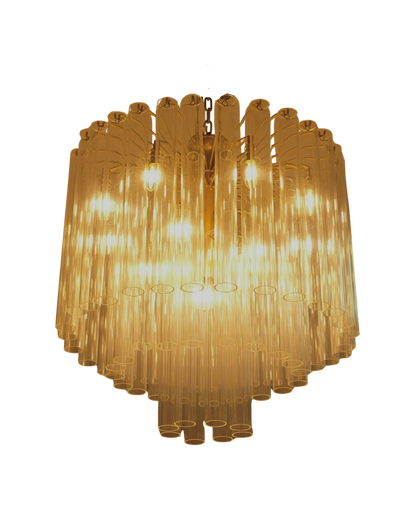 VENINI THREE TIERED CLEAR GLASS TUBE CHANDELIER