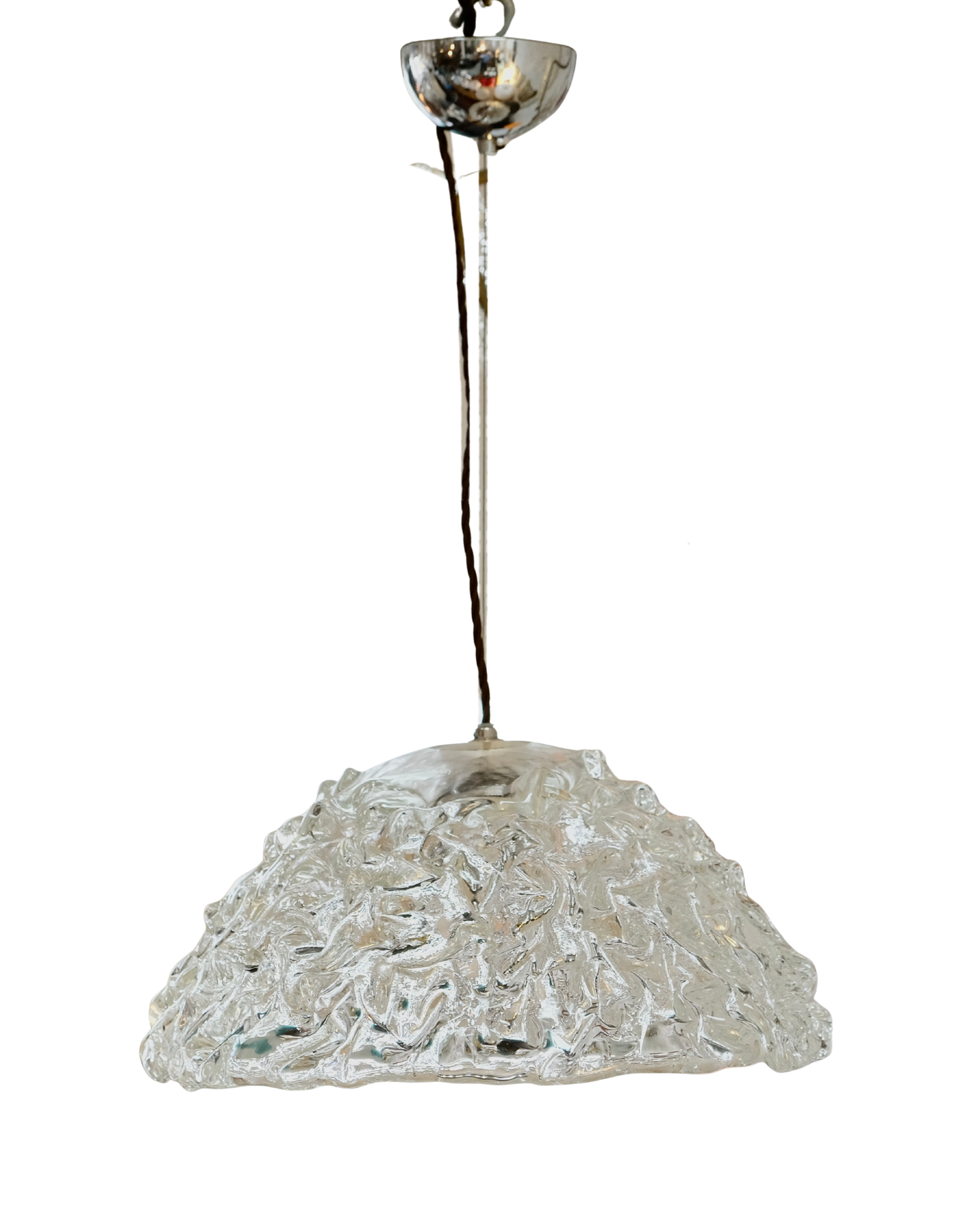 TEXTURED CLEAR MURANO GLASS SHADED PENDANT