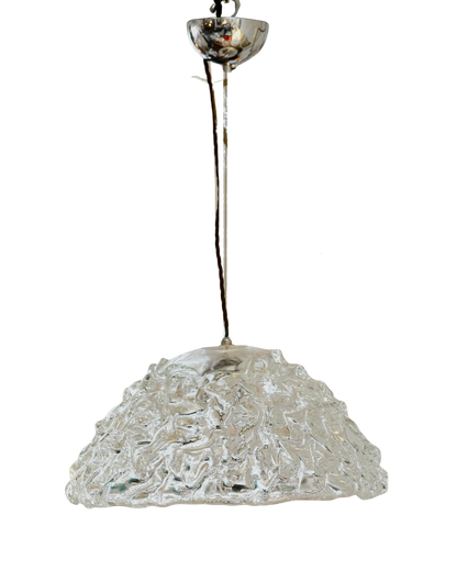 TEXTURED CLEAR MURANO GLASS SHADED PENDANT