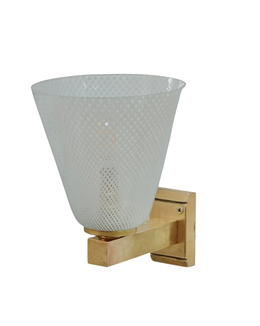 SINGLE WHITE CROSS HATCH MURANO GLASS SCONCE