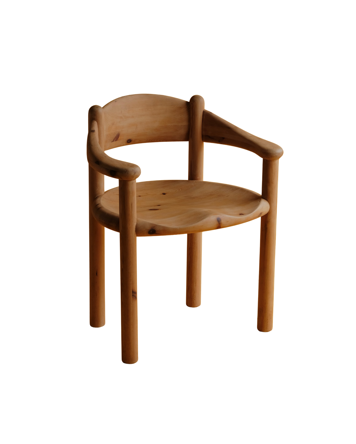 SET OF FIVE DANISH CURVED PINE ARMCHAIRS
