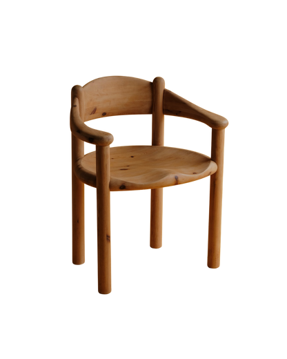 SET OF FIVE DANISH CURVED PINE ARMCHAIRS