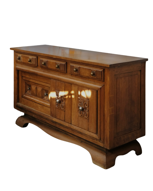 FRENCH OAK BRUTALIST CONSOLE