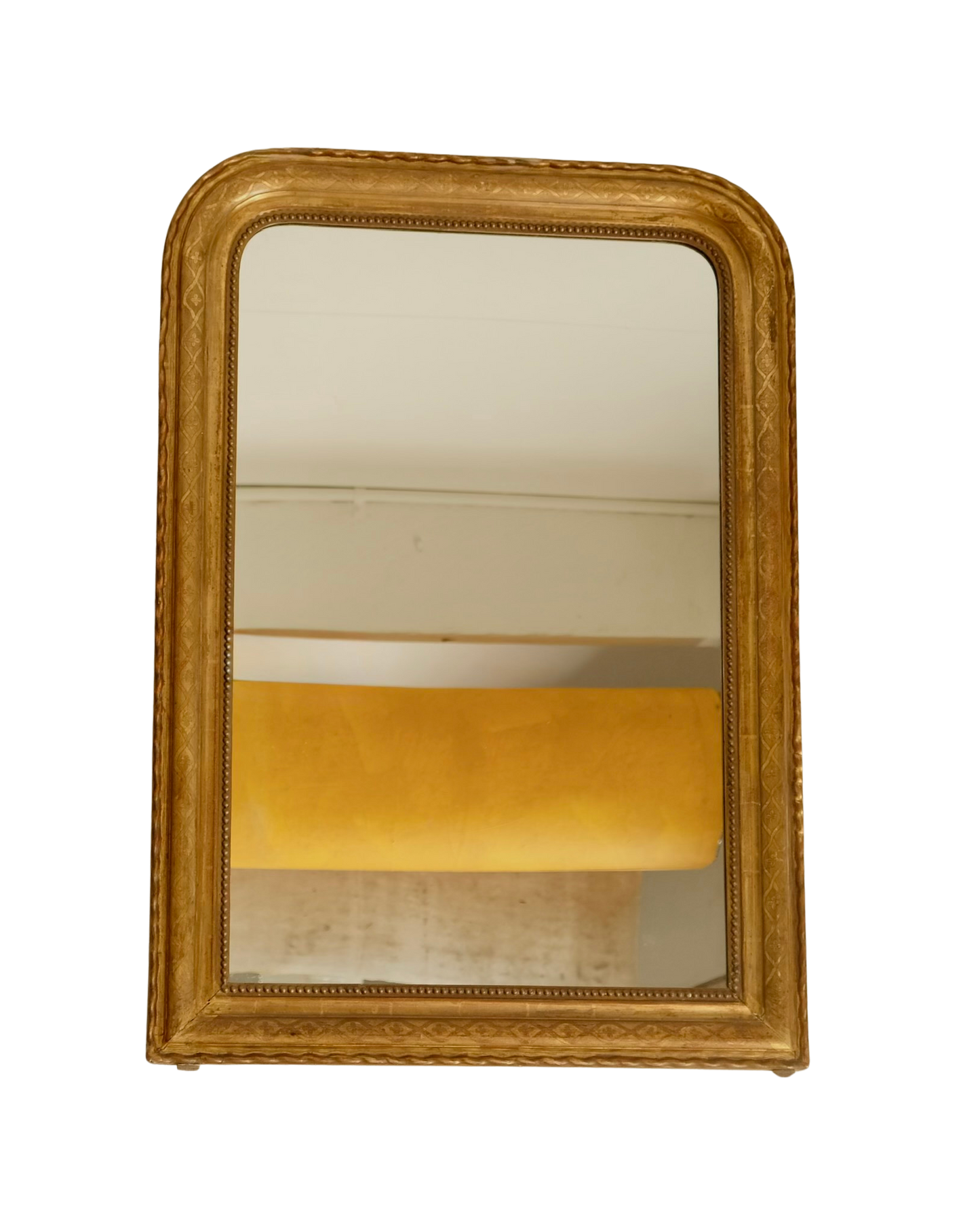 FRENCH GILT WOOD MIRROR w. WAVE DETAIL