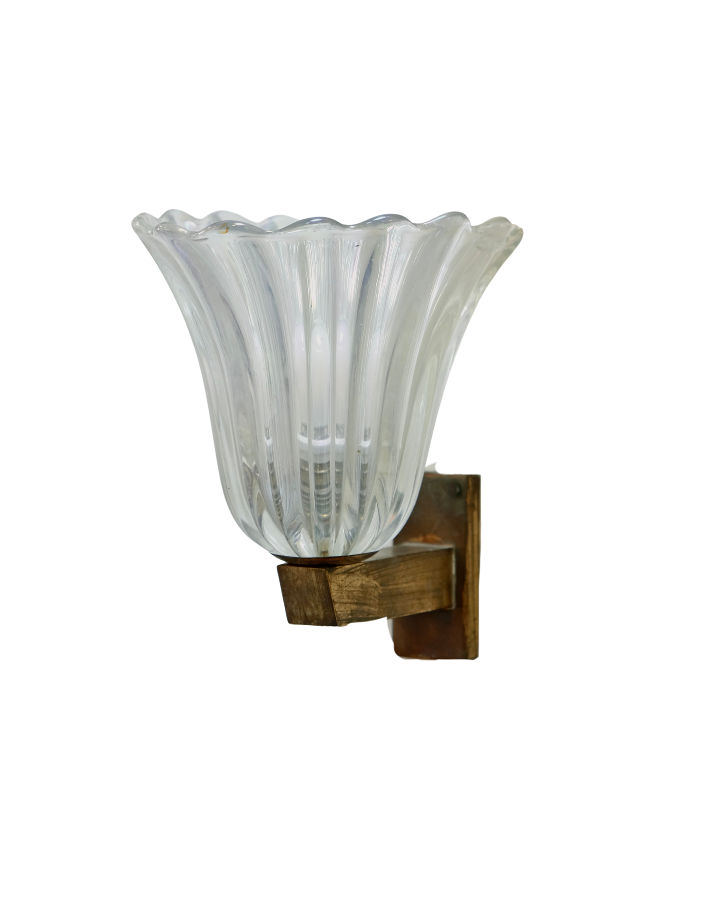 PAIR OF FLUTED IRIDESCENT MURANO GLASS SCONCES