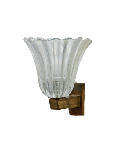 PAIR OF FLUTED IRIDESCENT MURANO GLASS SCONCES