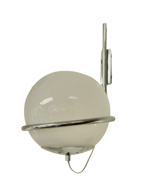 PAIR OF CHROME SINGLE GLASS GLOBE CANDLE SCONCES