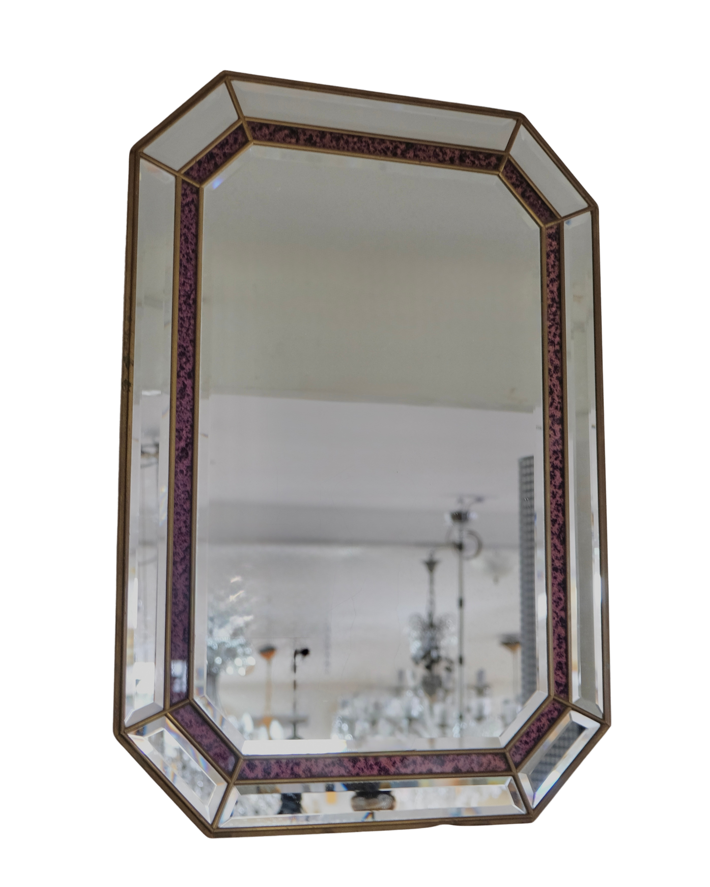VENETIAN OCTAGONAL MIRROR w. TORTOISESHELL DETAIL