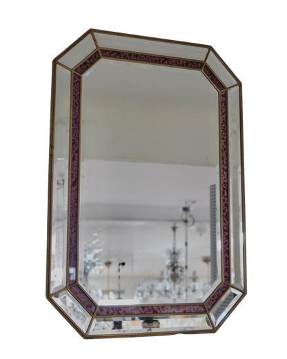 VENETIAN OCTAGONAL MIRROR w. TORTOISESHELL DETAIL