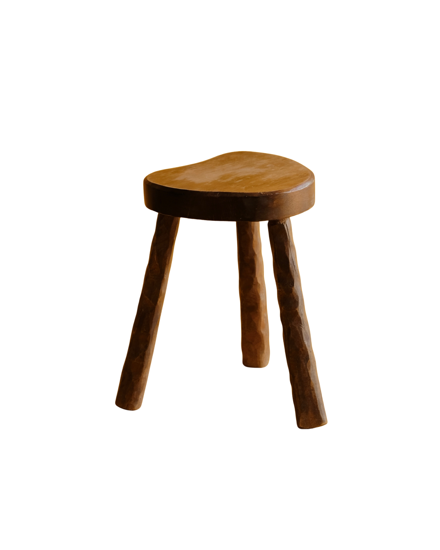 BRUTALIST HANDCARVED STOOL w. DIMPLED LEGS