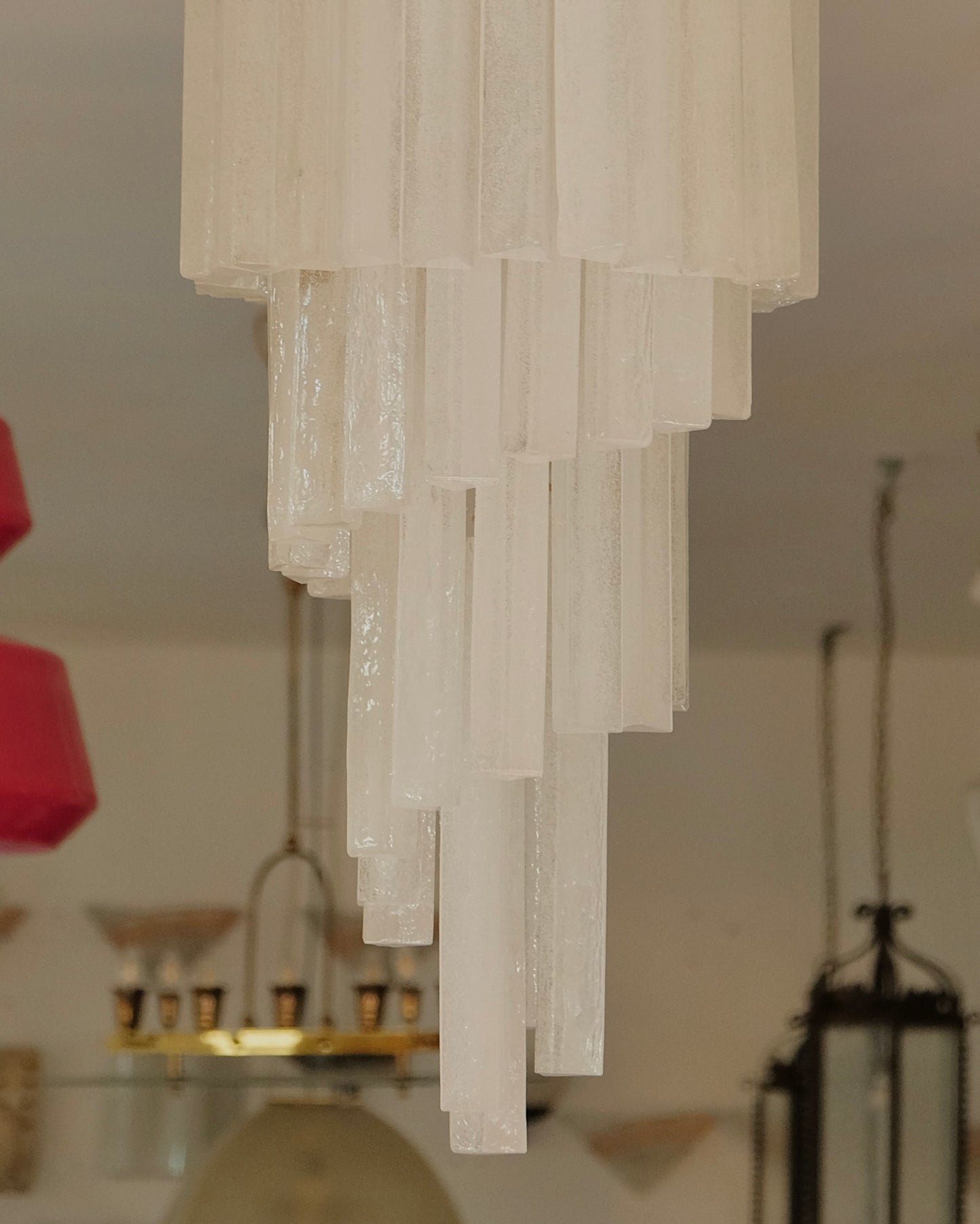 PETITE FOUR TIER MURANO GLASS SPIRAL CHANDELIER