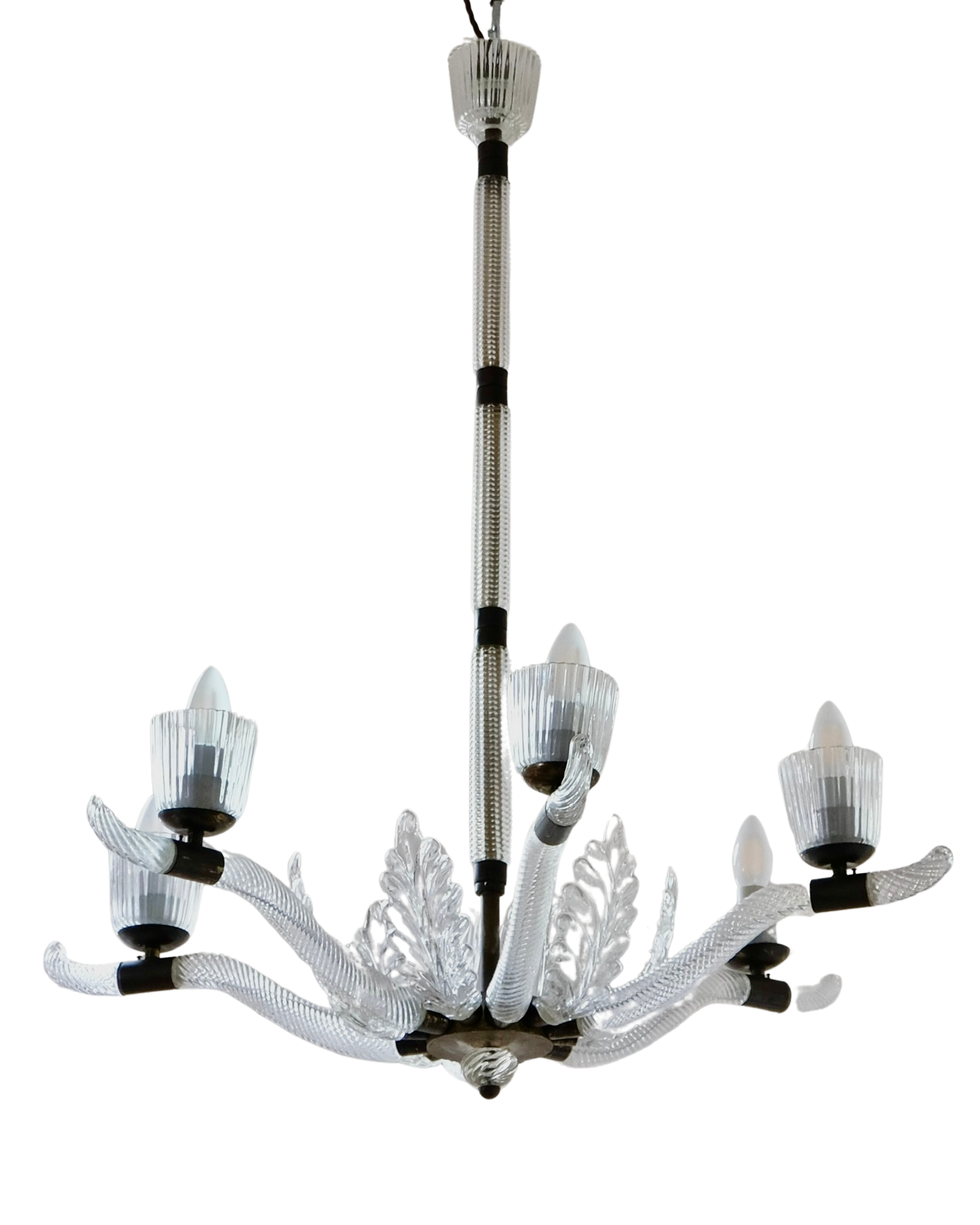 SIX ARM MURANO GLASS LEAF CHANDELIER