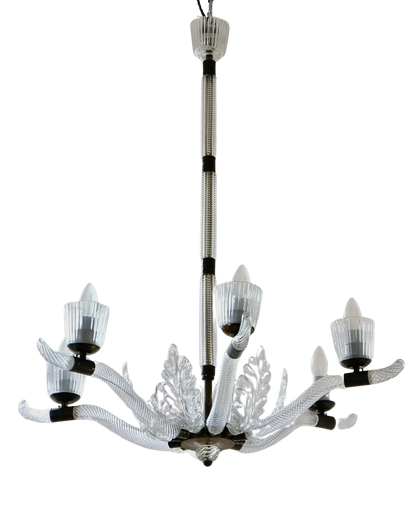 SIX ARM MURANO GLASS LEAF CHANDELIER
