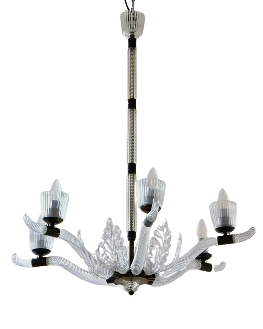SIX ARM MURANO GLASS LEAF CHANDELIER