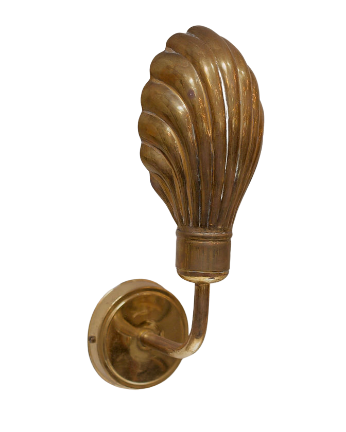 TRIO OF MID-CENTURY BRASS SHELL WALL SCONCES