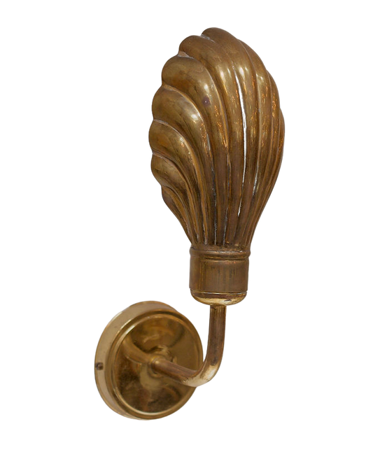 TRIO OF MID-CENTURY BRASS SHELL WALL SCONCES