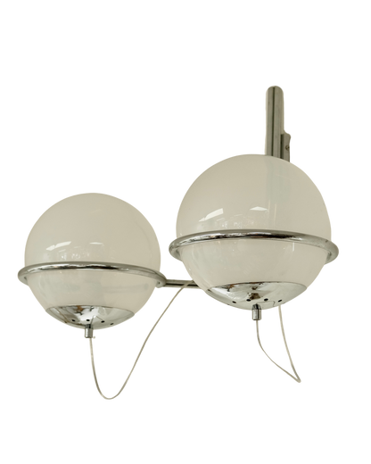 SET OF EIGHT CHROME TWIN GLASS GLOBE CANDLE SCONCES