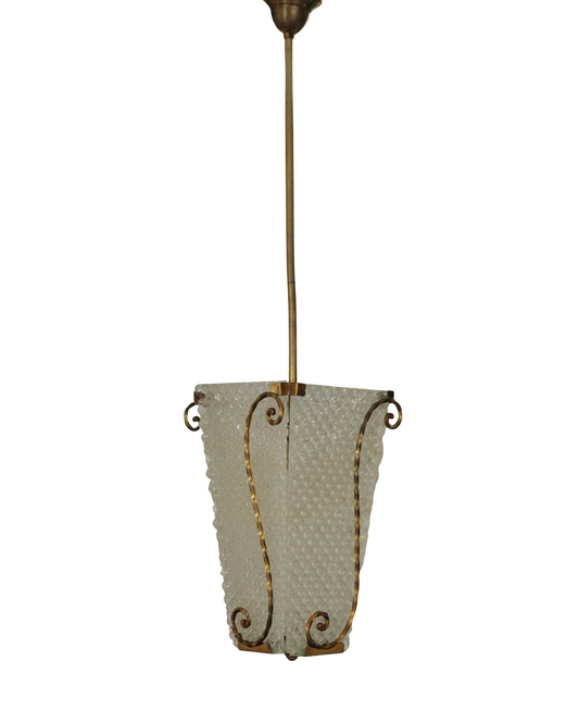 MURANO GLASS BRASS SCROLL PENDANT
