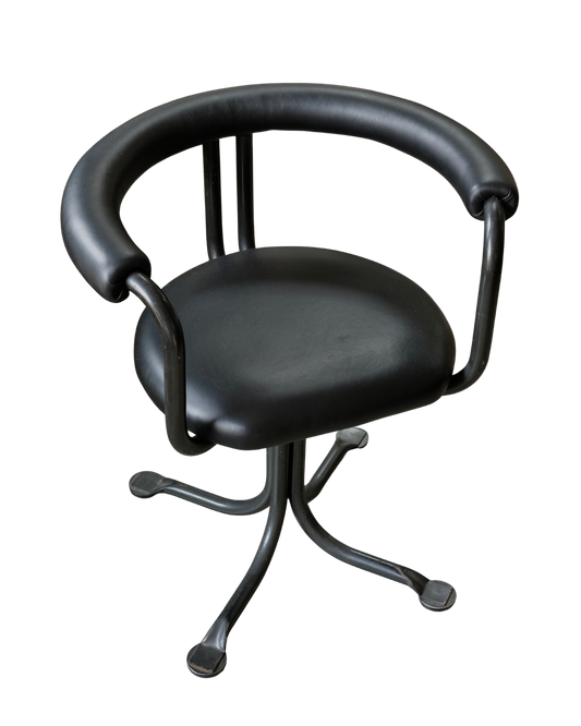 TRIO OF LEATHER & STEAL MODERNIST DESK CHAIRS