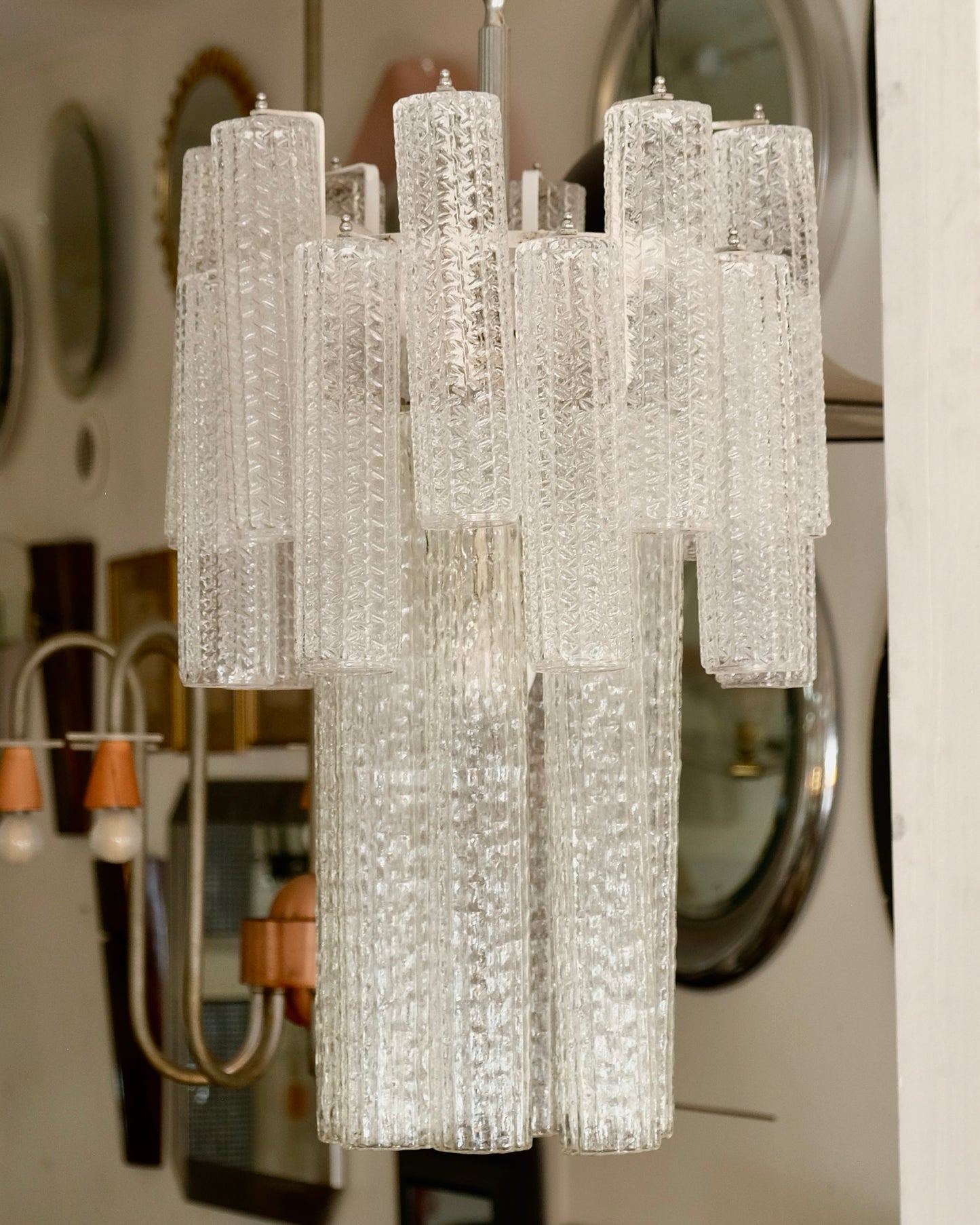 VENINI TEXTURED CYLINDRICAL CHANDELIER