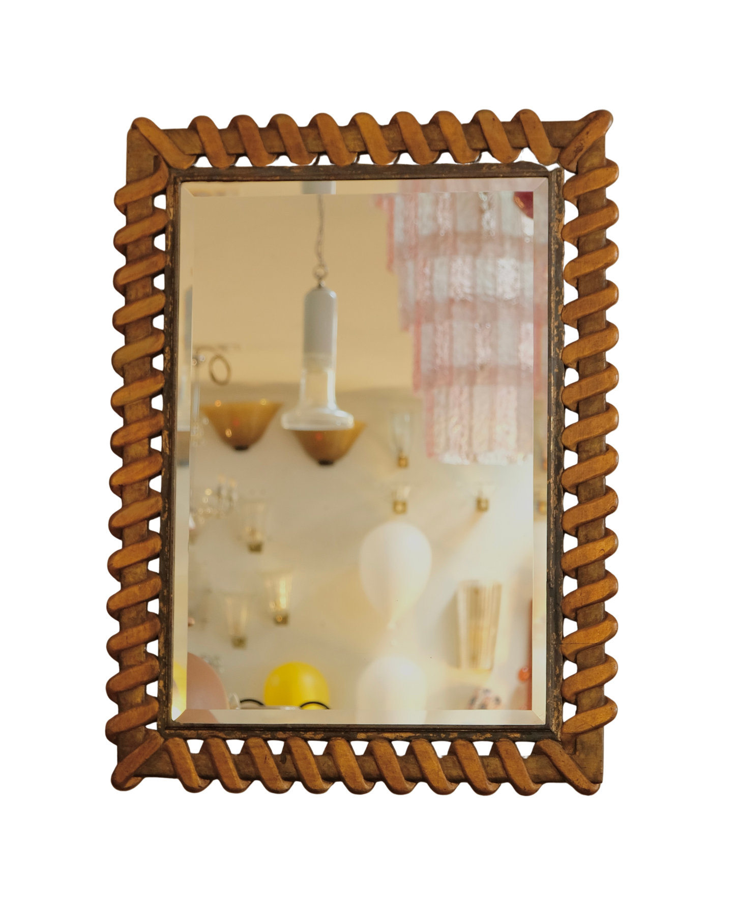 HANDPAINTED MIRROR w. GLIT WEAVE DETAIL