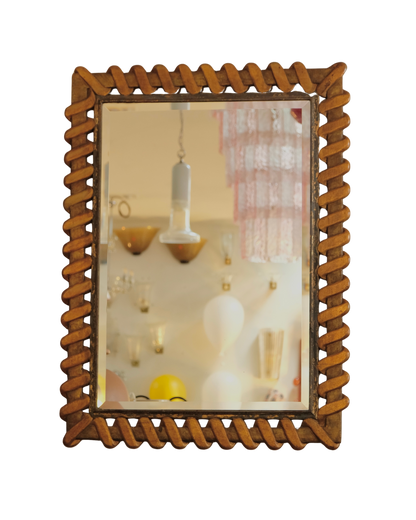 HANDPAINTED MIRROR w. GLIT WEAVE DETAIL