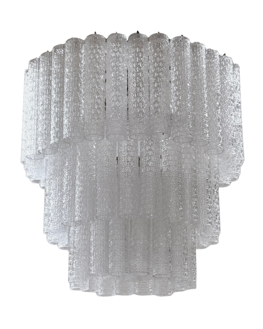 THREE TIERED WATERFALL CHANDELIER w. CIRCLE DETAIL