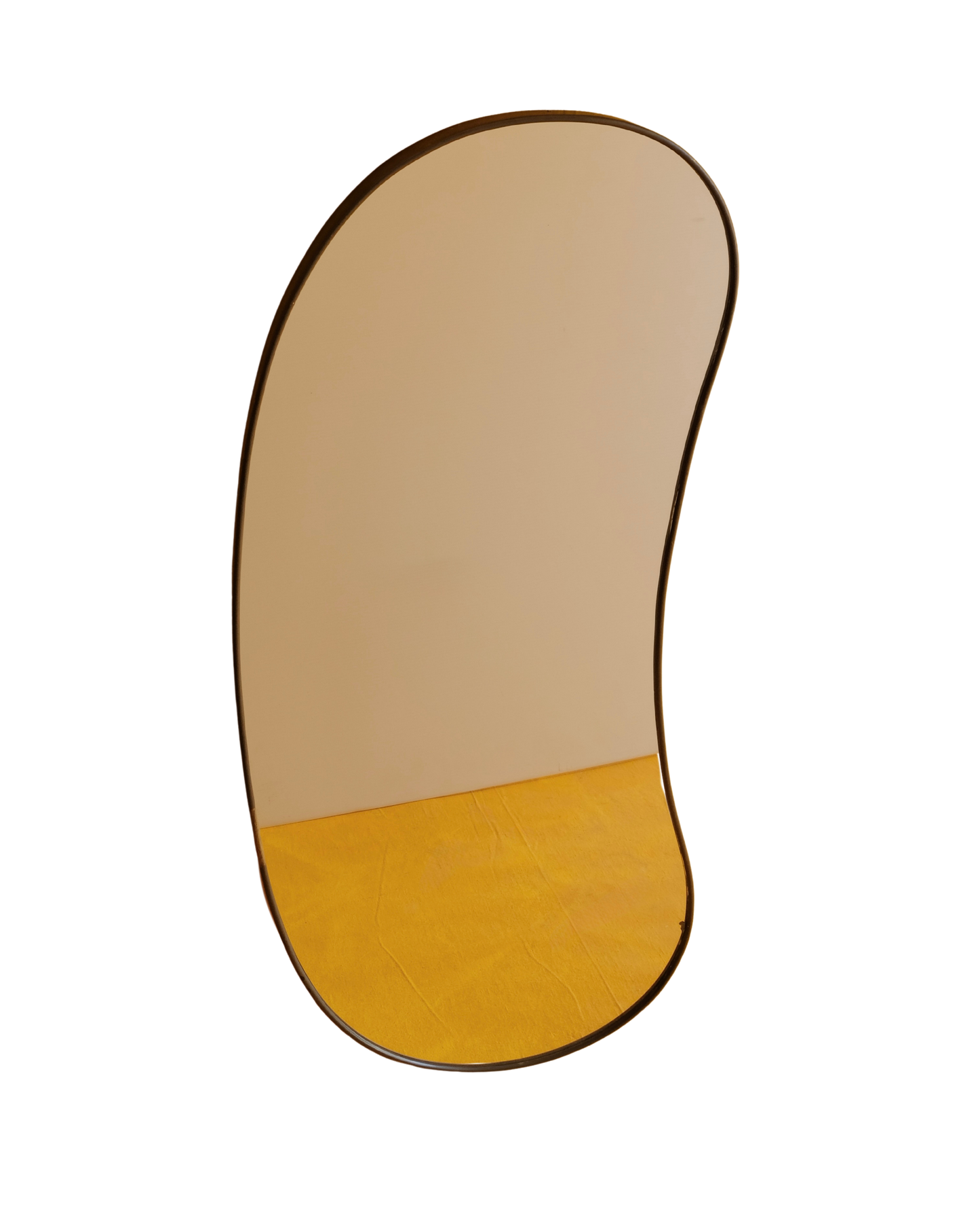 MODERNIST CURVED BRASS MIRROR