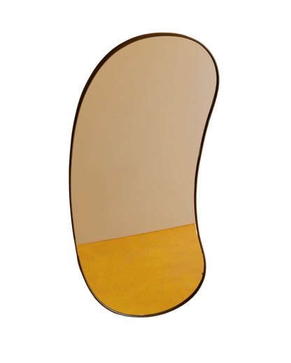 MODERNIST CURVED BRASS MIRROR