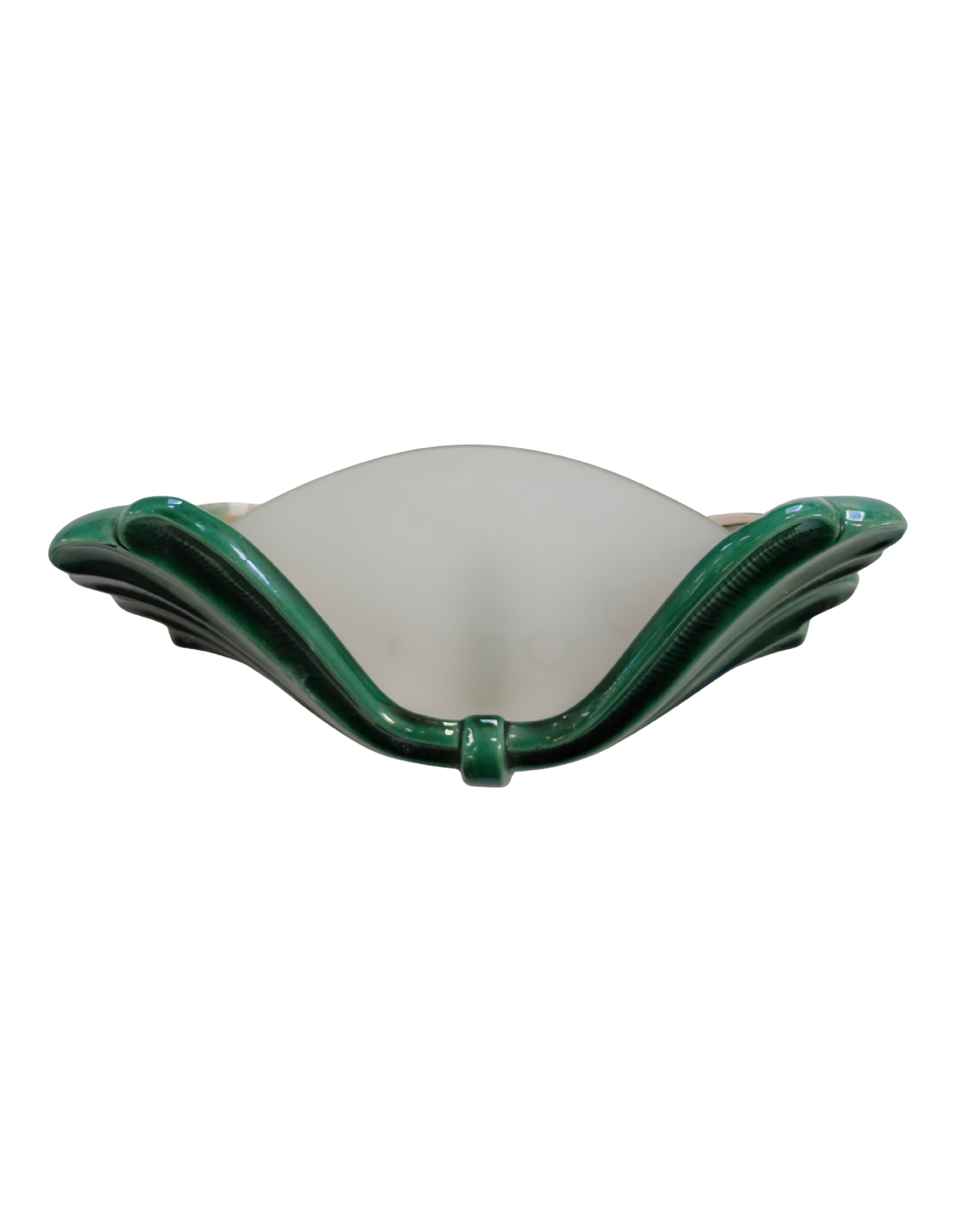 CERAMIC LEAF SCONCES w. FROSTED GLASS SHADE