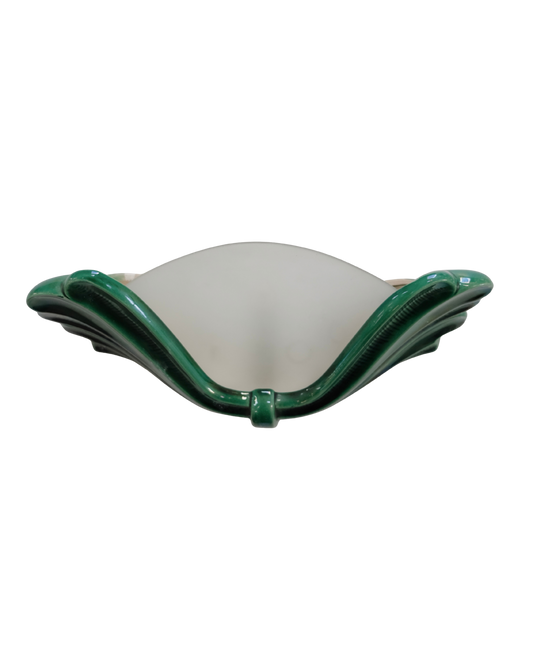 CERAMIC LEAF SCONCES w. FROSTED GLASS SHADE