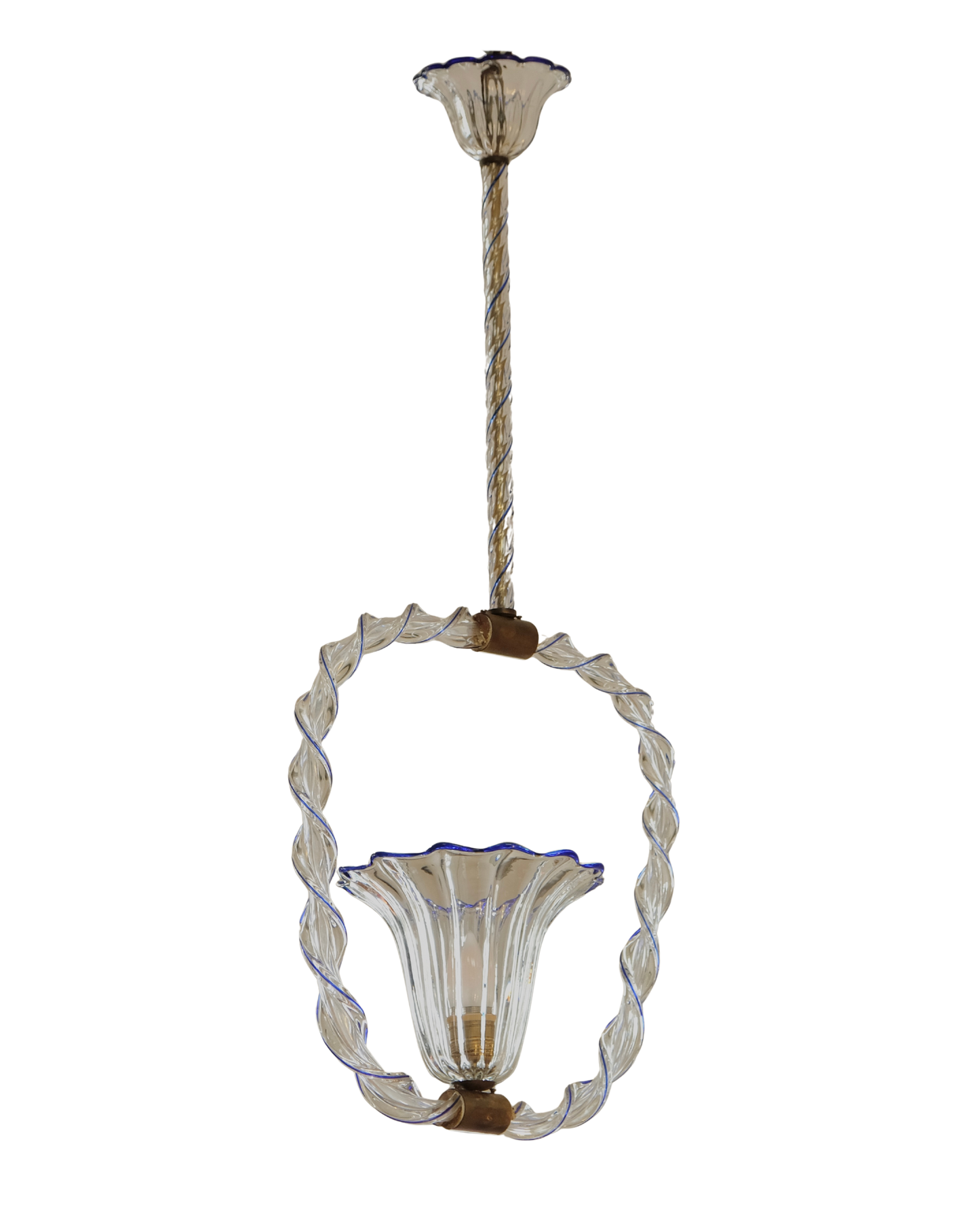 MURANO GLASS TWIST PENDANT w. BLUE LINE DETAIL