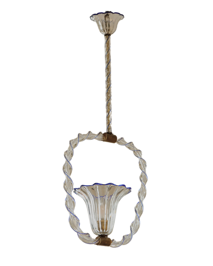 MURANO GLASS TWIST PENDANT w. BLUE LINE DETAIL