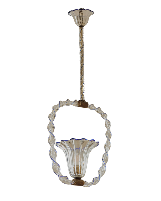 MURANO GLASS TWIST PENDANT w. BLUE LINE DETAIL