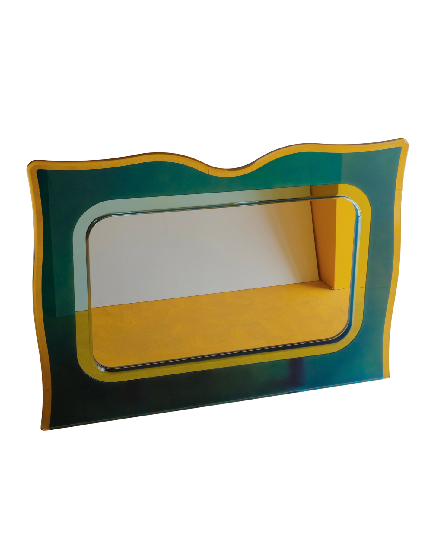 CURVED LAPRIS BLUE FONTANA ARTE GLASS MIRROR