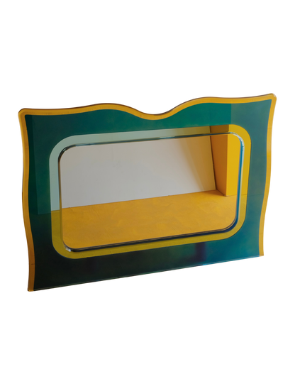 CURVED LAPRIS BLUE FONTANA ARTE GLASS MIRROR