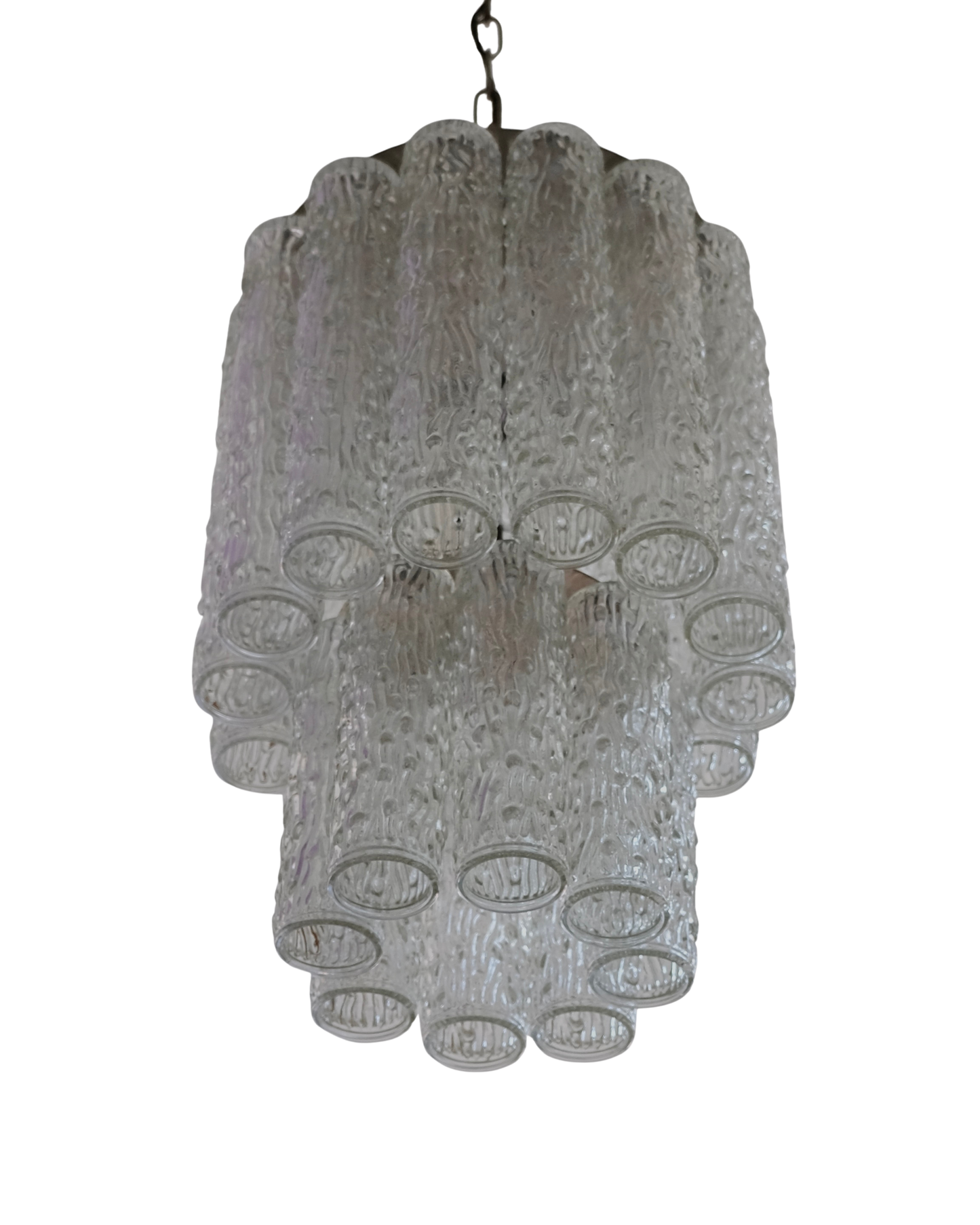 TWO TIER RIPPLED MURANO GLASS CHANDELIER