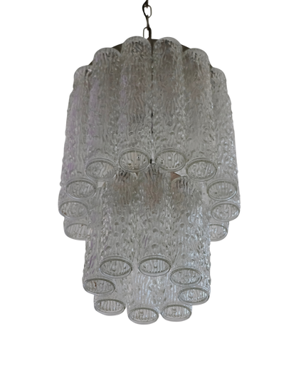 TWO TIER RIPPLED MURANO GLASS CHANDELIER