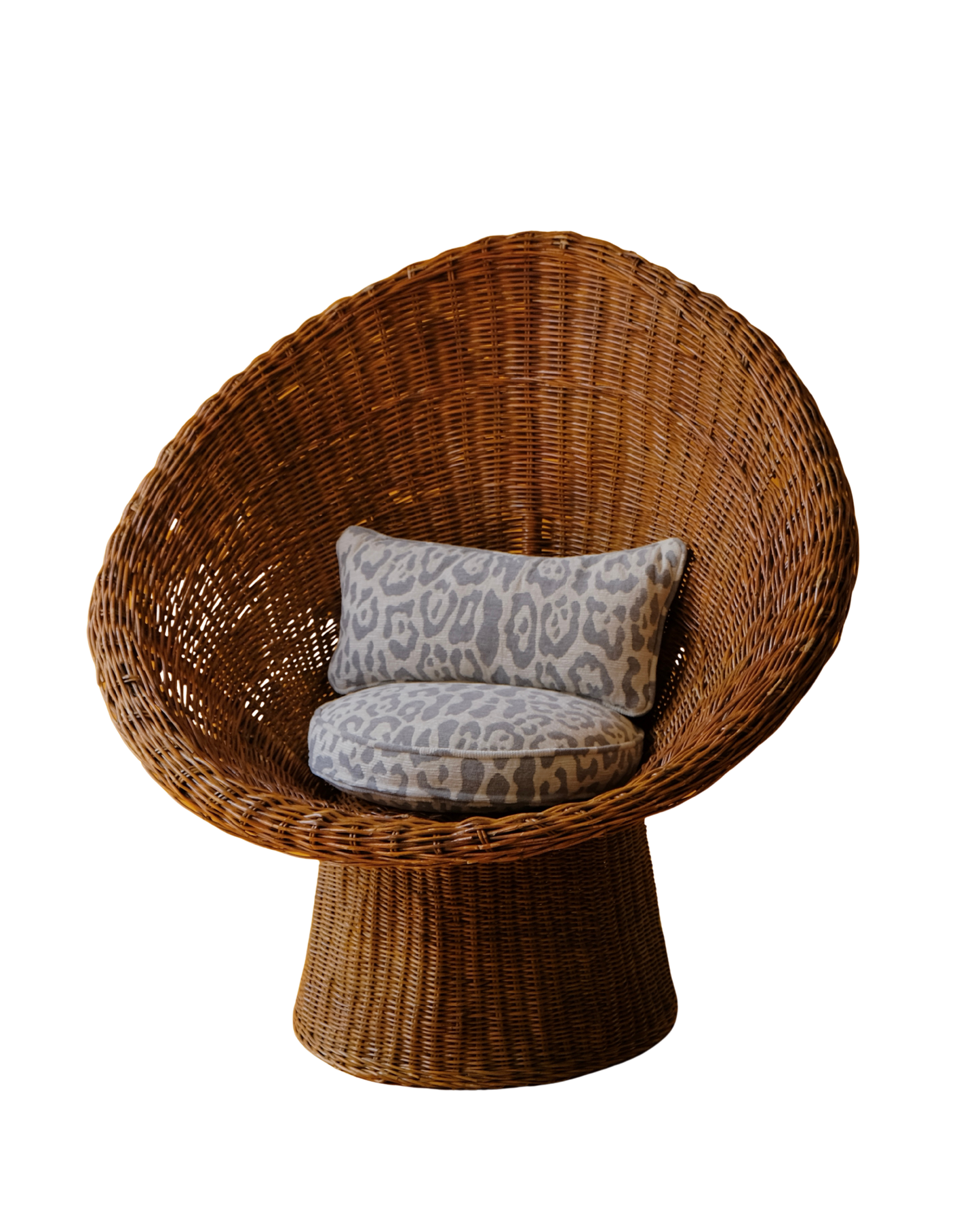 WOVEN CANE PEDESTAL CHAIRS
