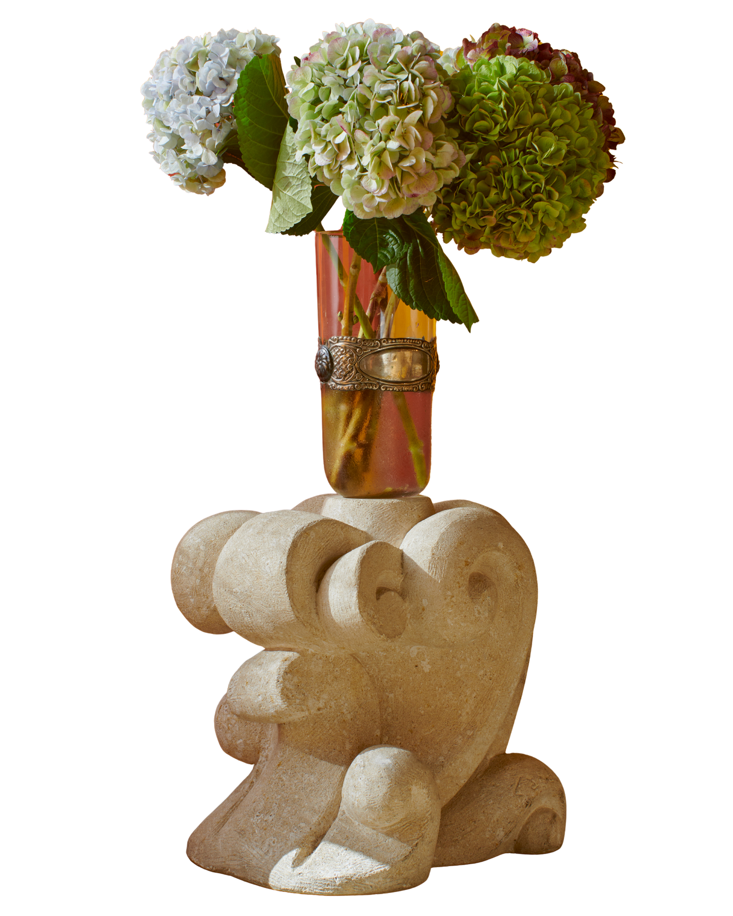 STONE & GLASS SCULPTURAL VASE