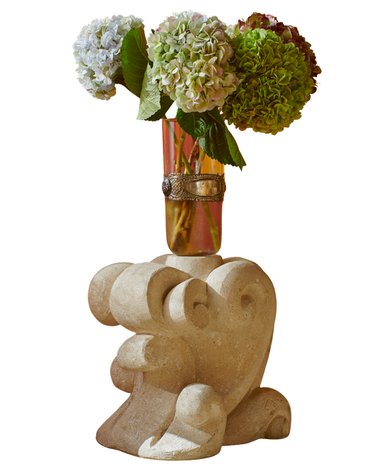 STONE & GLASS SCULPTURAL VASE