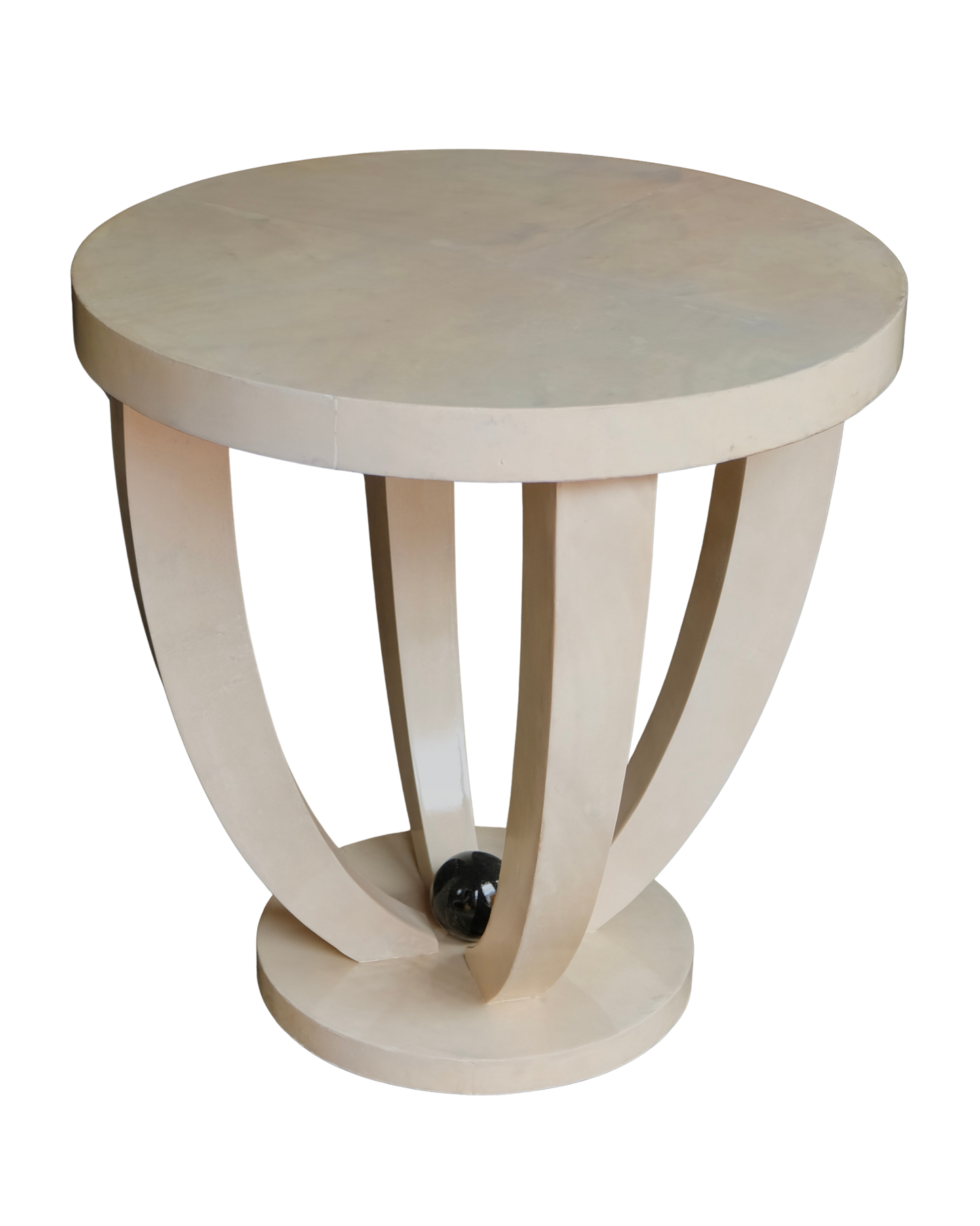 SINGLE TEXTURED IVORY PARCHMENT SIDE TABLE
