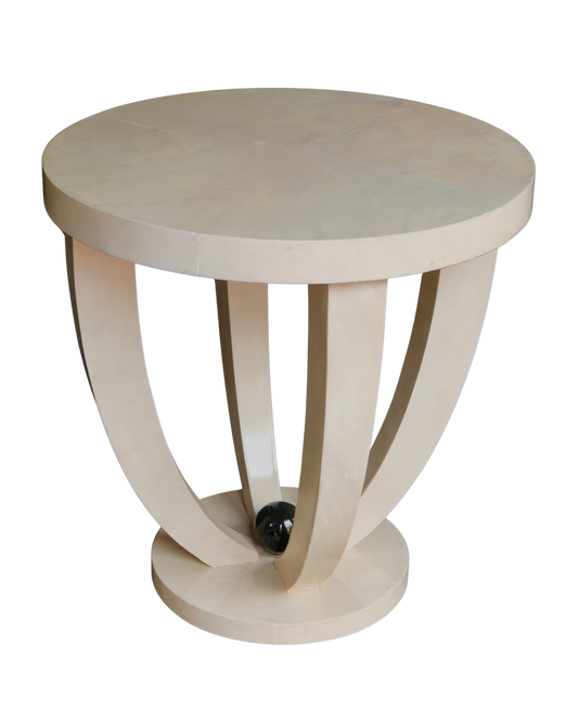SINGLE TEXTURED IVORY PARCHMENT SIDE TABLE