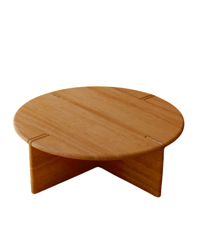 INTERLOCKING TRAVERTINE COFFEE TABLE