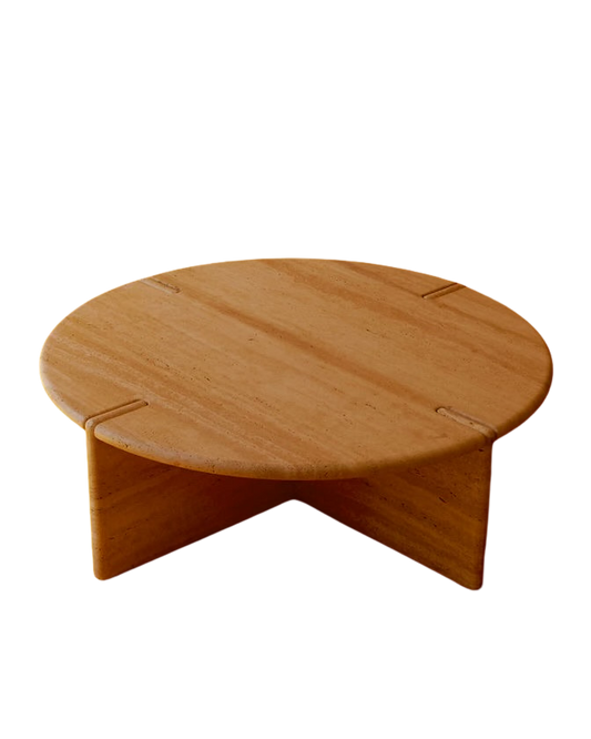 INTERLOCKING TRAVERTINE COFFEE TABLE