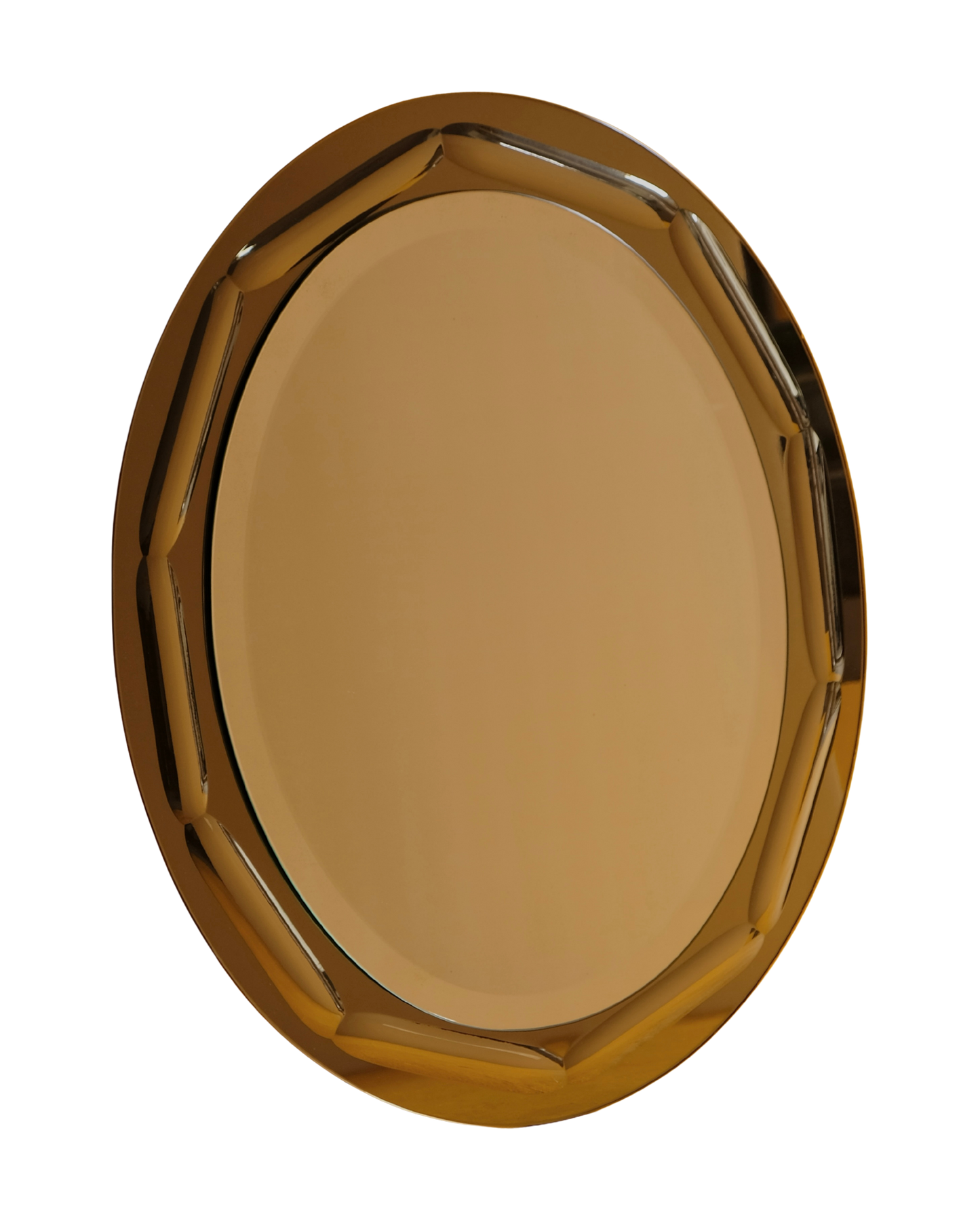 FONTANA ARTE GREY GLASS BEVELLED BUBBLE FRAMED MIRROR