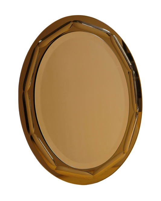 FONTANA ARTE GREY GLASS BEVELLED BUBBLE FRAMED MIRROR
