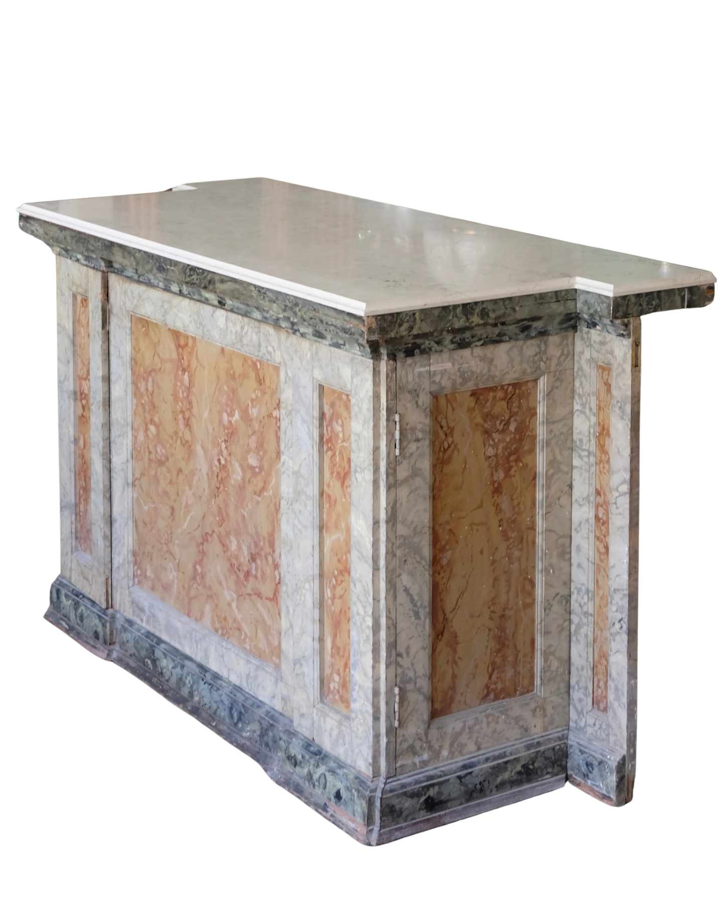 HAND PAINTED FEAUX MARBLE CONSOLE w. STORAGE