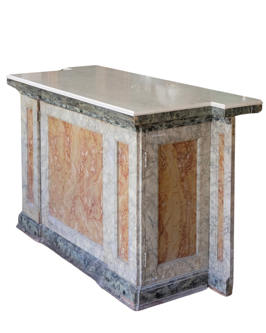 HAND PAINTED FEAUX MARBLE CONSOLE w. STORAGE